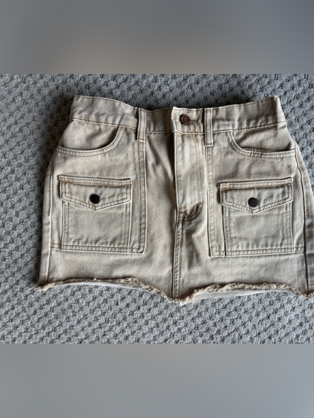 Sincerely Jules Tan Denim Mini Skirt with Elastic Waist